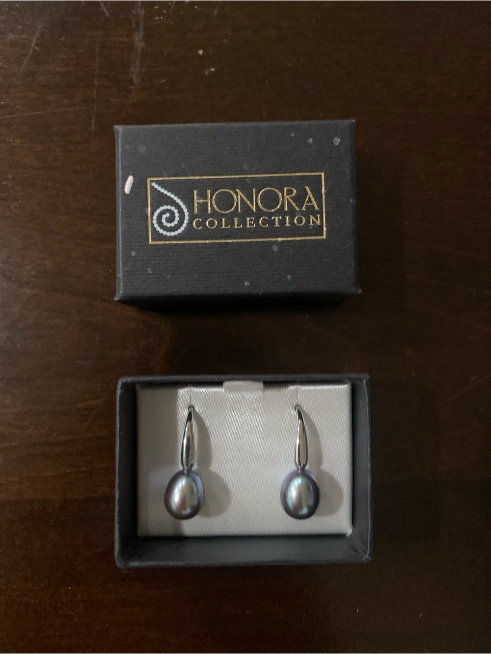 Honora Gray-Black Pearl Drop Earrings with Silver Hooks